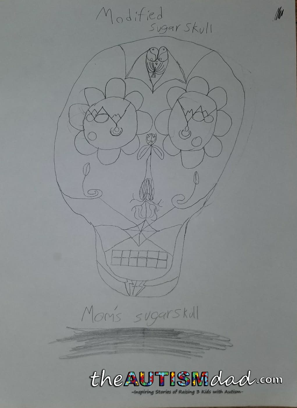 Elliott's hand drawn rendition of the classic Sugar Skull