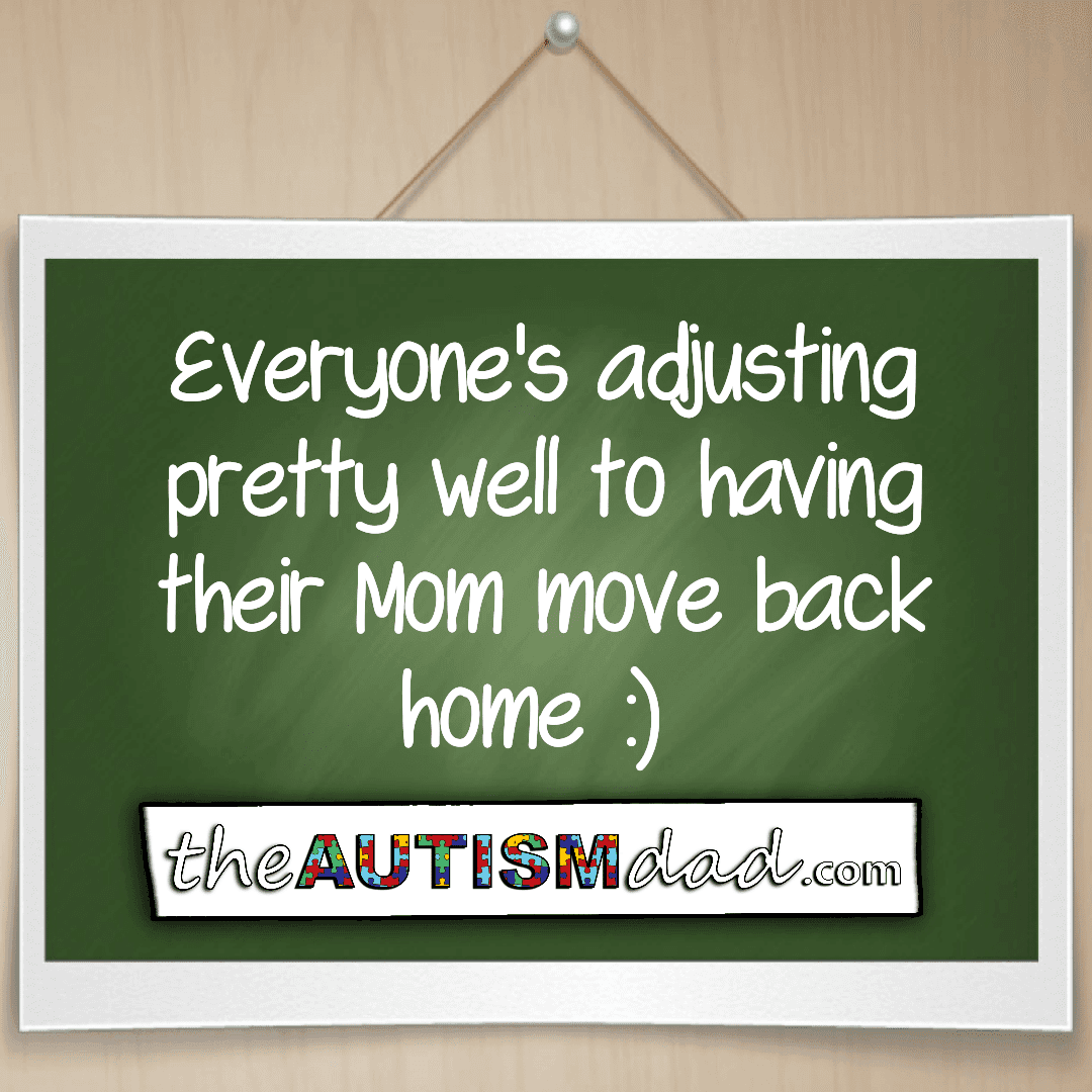 Everyone's adjusting pretty well to having their Mom move back home :)