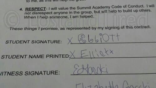He wants so badly to write in cursive