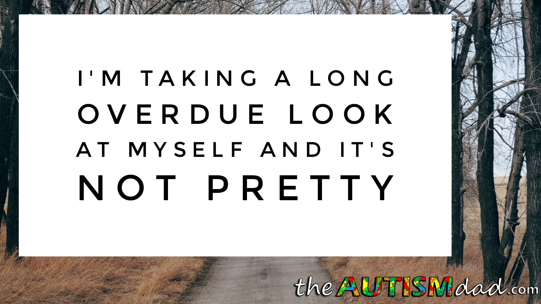 I'm taking a long overdue look at myself and it's not pretty