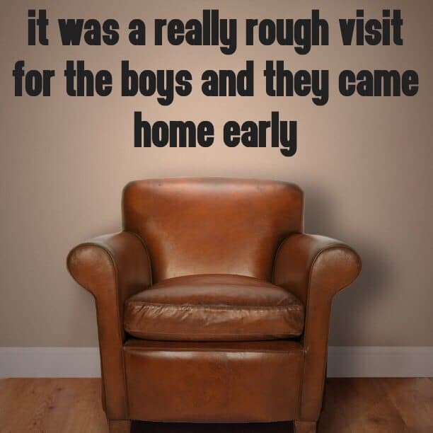 It was a really rough visit for the boys and they came home early