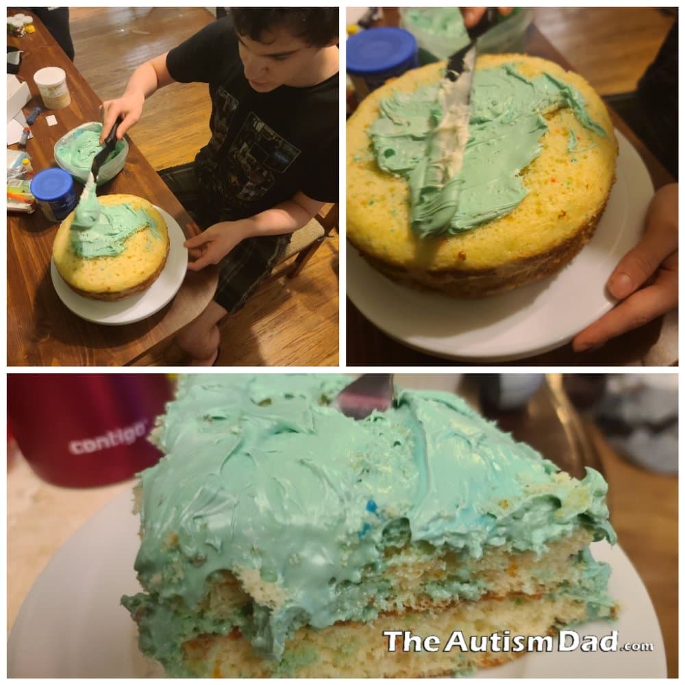 My son baked a double layer cake