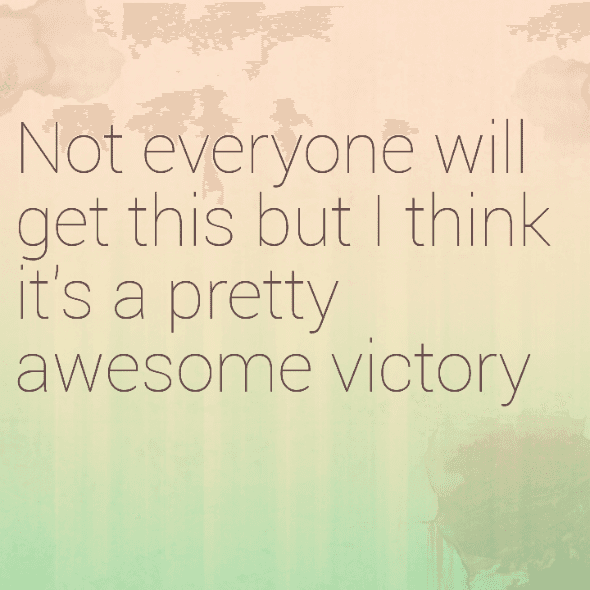Not everyone will get this but I think it's a pretty awesome victory