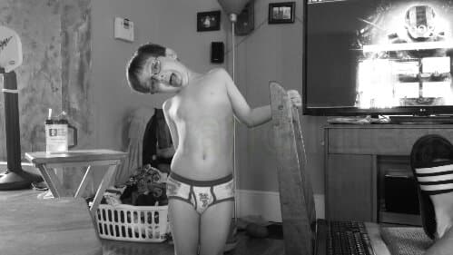 Roaming the house in tighty whities