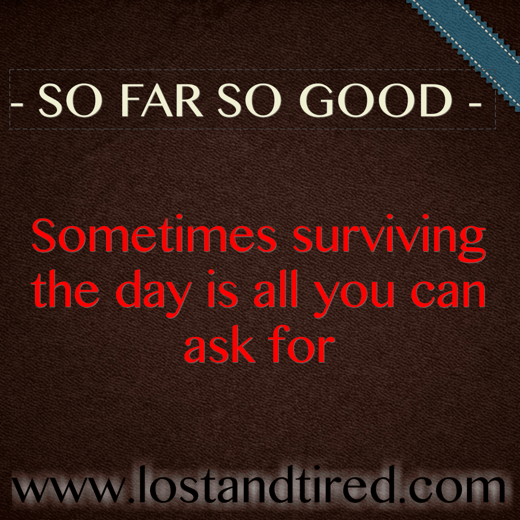 SO FAR SO GOOD - Today's been survivable so far