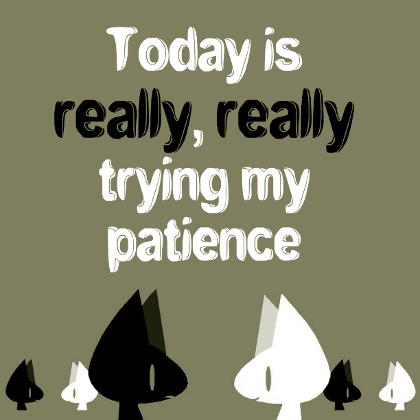 Today is really, really trying my patience