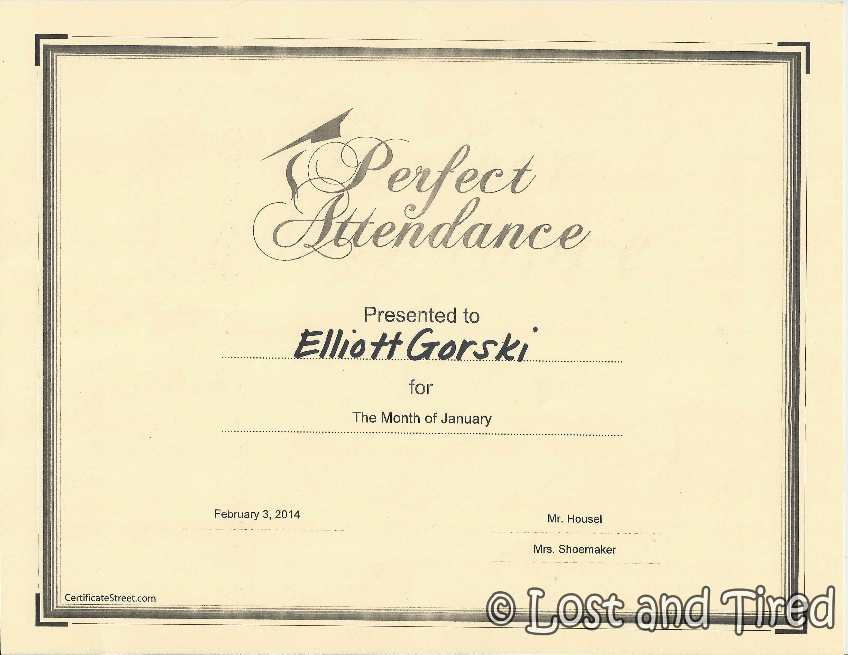 TODAY'S VICTORY - Elliott got an award today