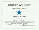 Elliott earned another Blue Star in Martial Arts