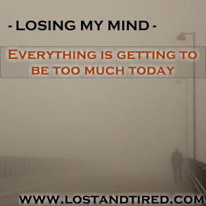 Read more about the article LOSING MY MIND – Everything is getting to be too much today