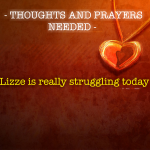 THOUGHTS AND PRAYERS NEEDED – Lizze is struggling today