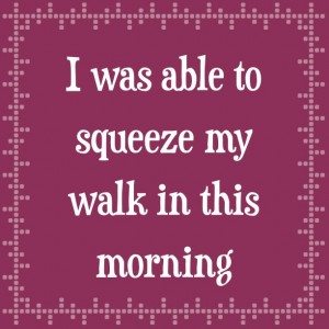 Read more about the article I was able to squeeze my walk in this morning 