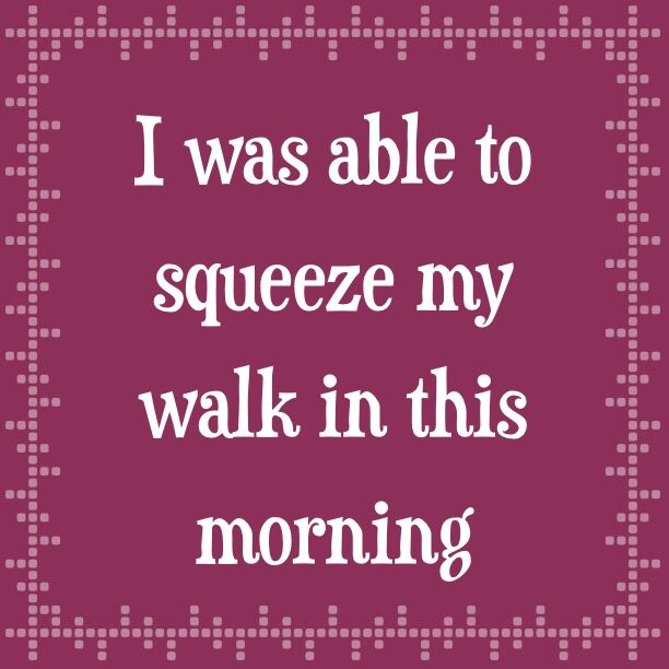 Read more about the article I was able to squeeze my walk in this morning 