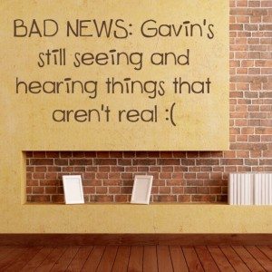 Read more about the article BAD NEWS: Gavin’s still seeing and hearing things that aren’t real :(