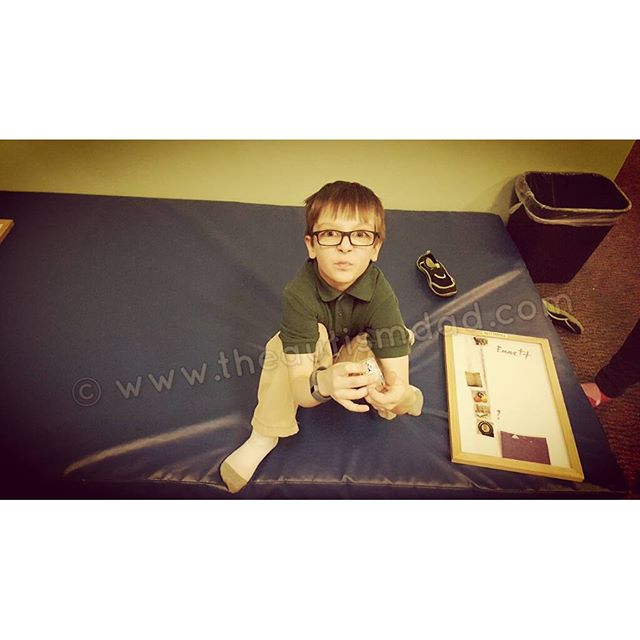 Emmett having fun at occupational therapy