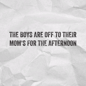Read more about the article The boys are off to their Mom’s for the afternoon