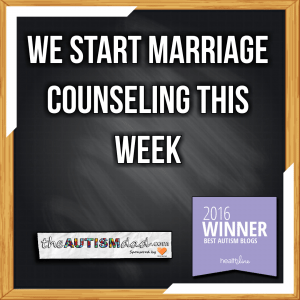 Read more about the article We start marriage counseling this week