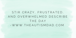 Read more about the article Stir crazy, frustrated, and overwhelmed describes the day