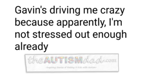 Read more about the article Gavin’s driving me crazy because apparently, I’m not stressed out enough already