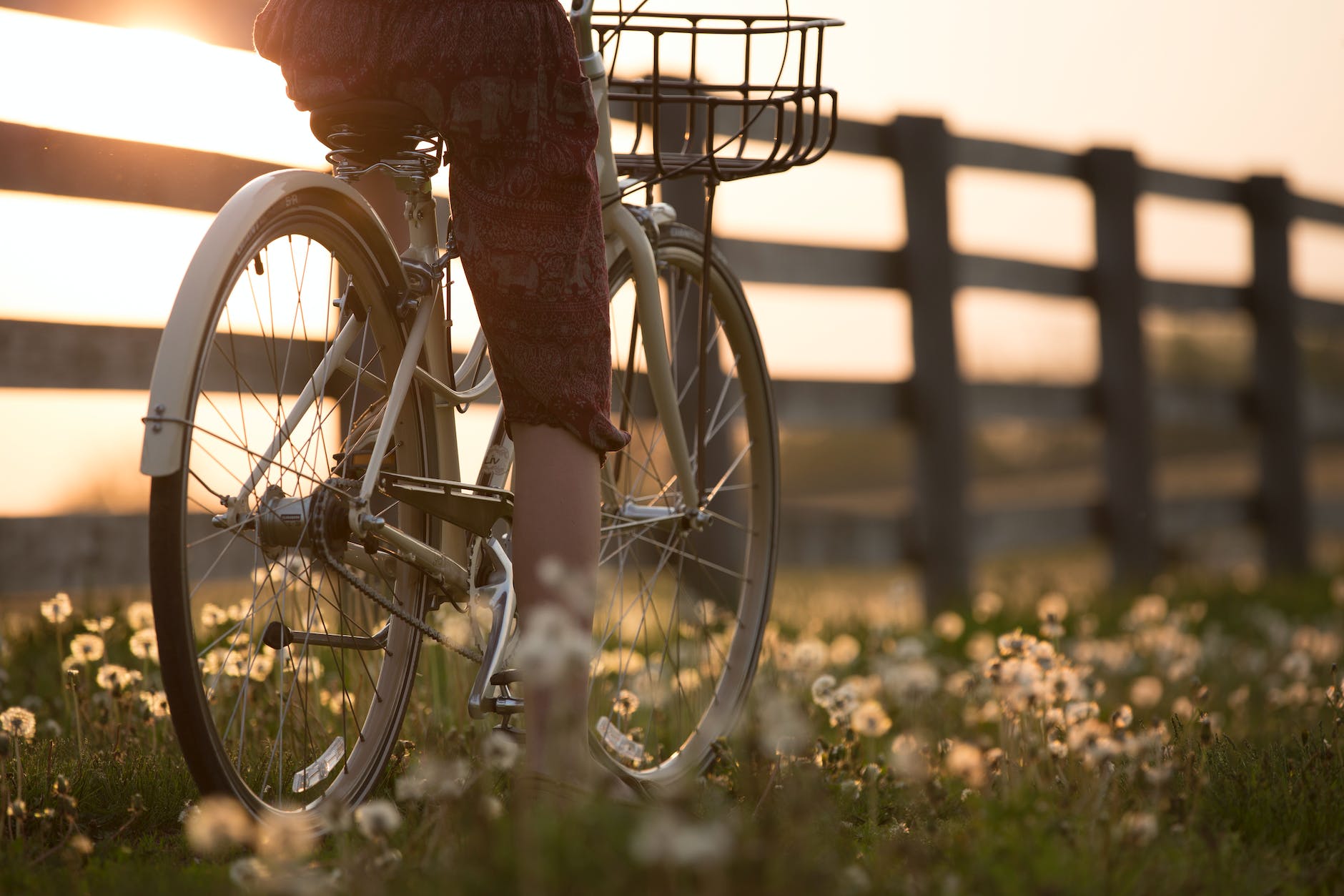 person riding bicycle near fence